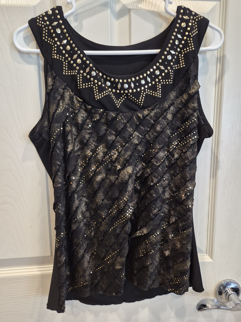 5/25 Black & Gold Embellished Sleeveless Top